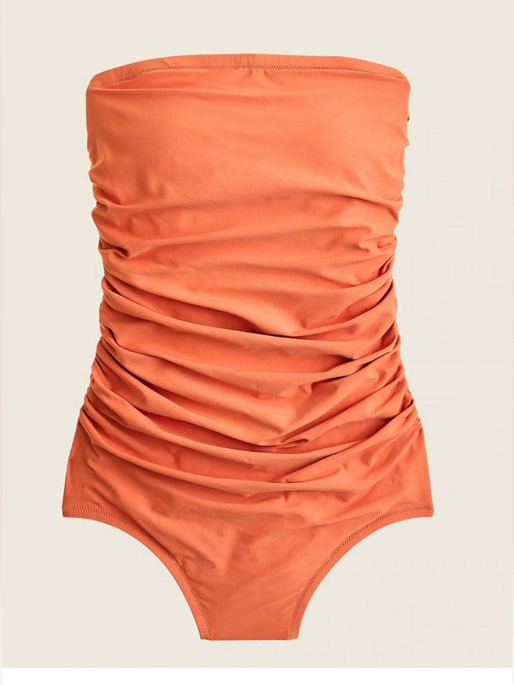 J. Crew Orange Ruched Bandeau One Piece Bathing Suit